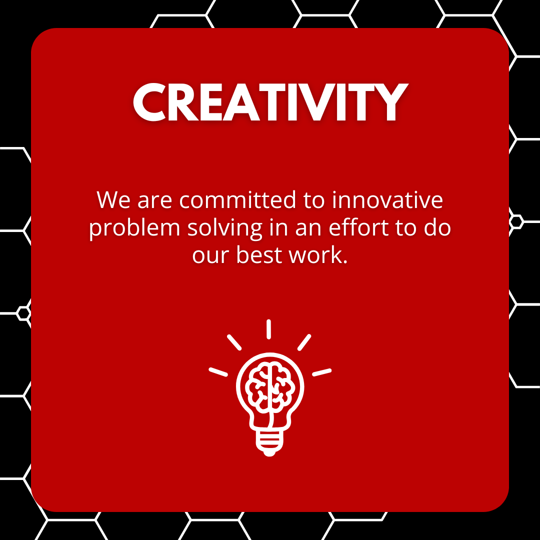 WDC Black, White, and Red values Infographic showing creativity